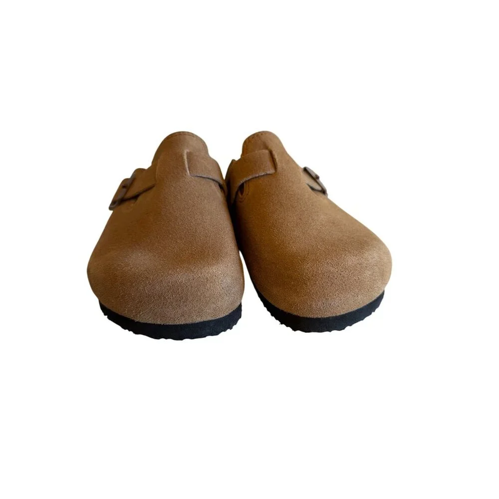 Tan Suede Clogs For Kids 8.15